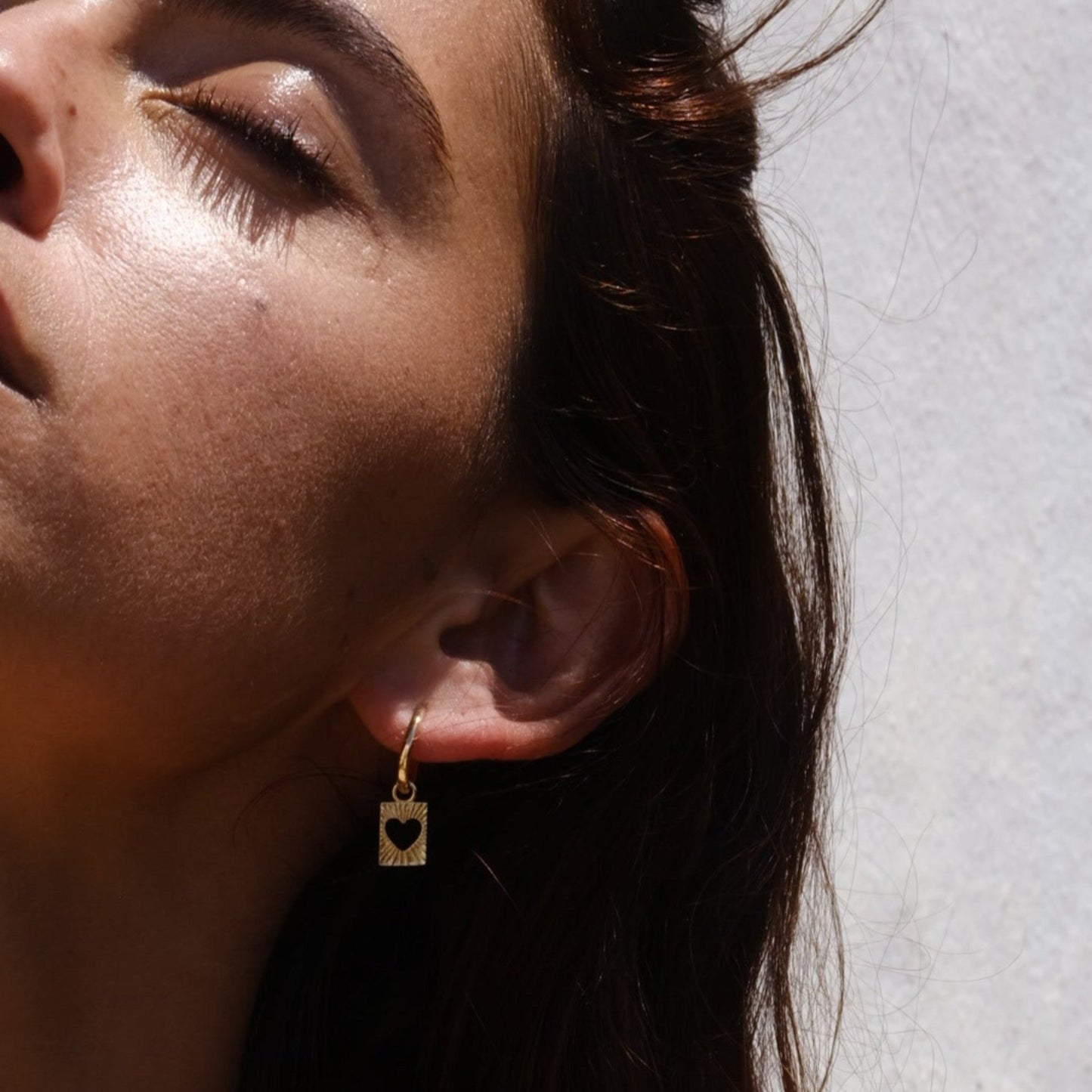 Gold Heart Card Mini Hoops