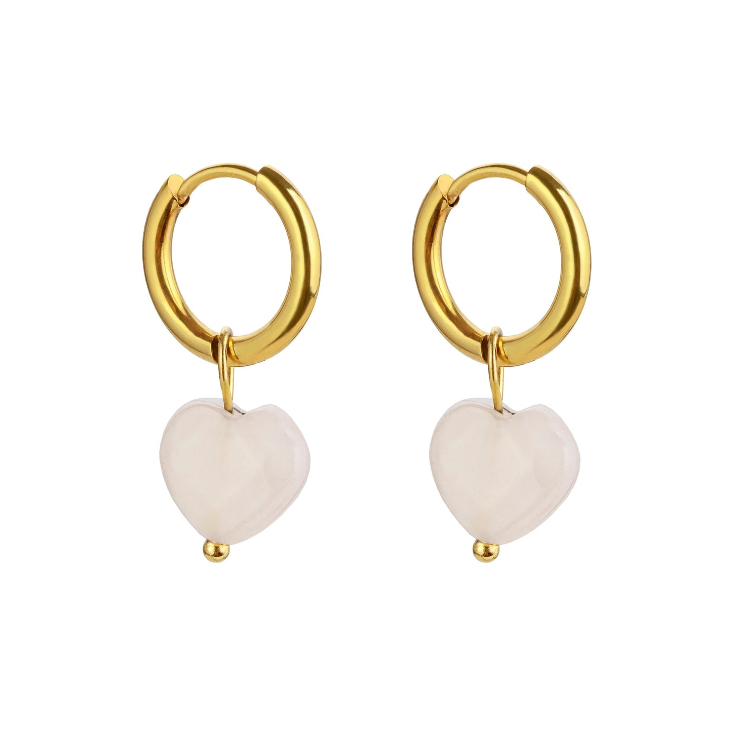 Rose Quartz Heart Creoles