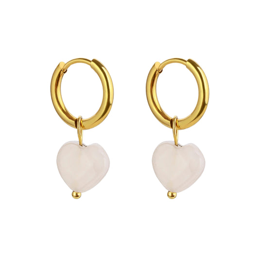 Rose Quartz Heart Creoles