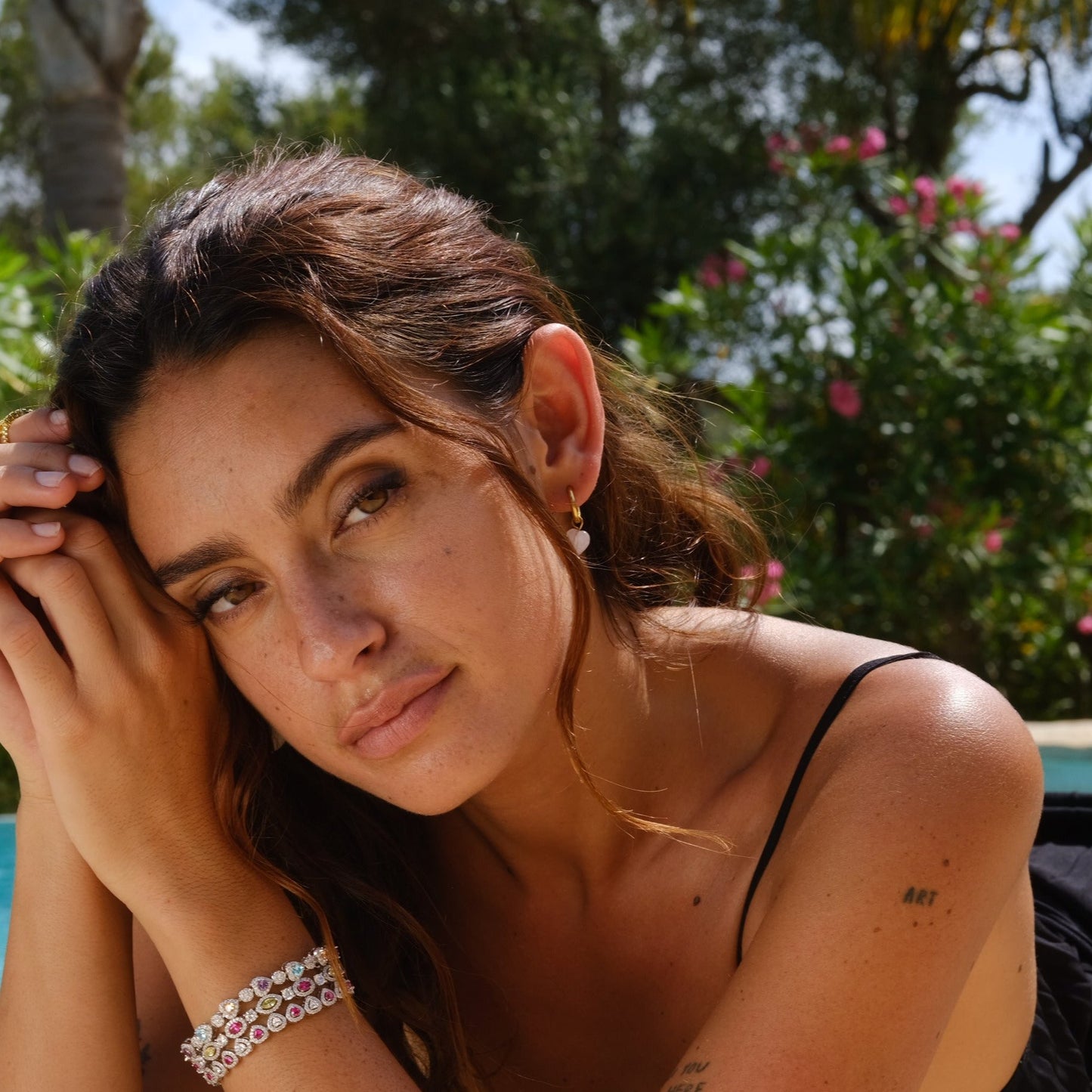 Rose Quartz Heart Creoles