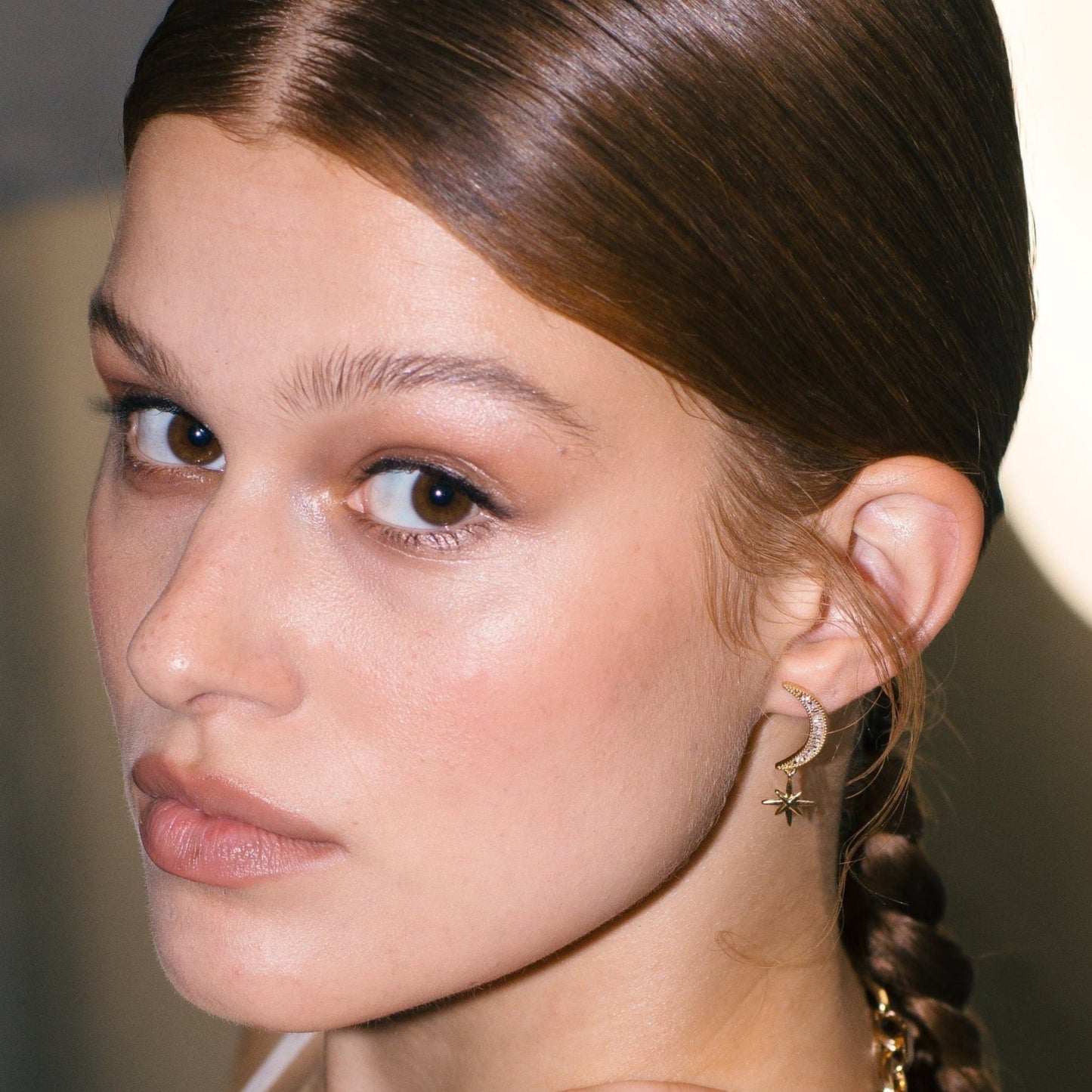 Sparkly Moon Star Earstuds