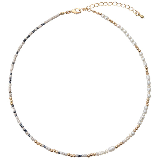 Dark Blue Beaded Collier