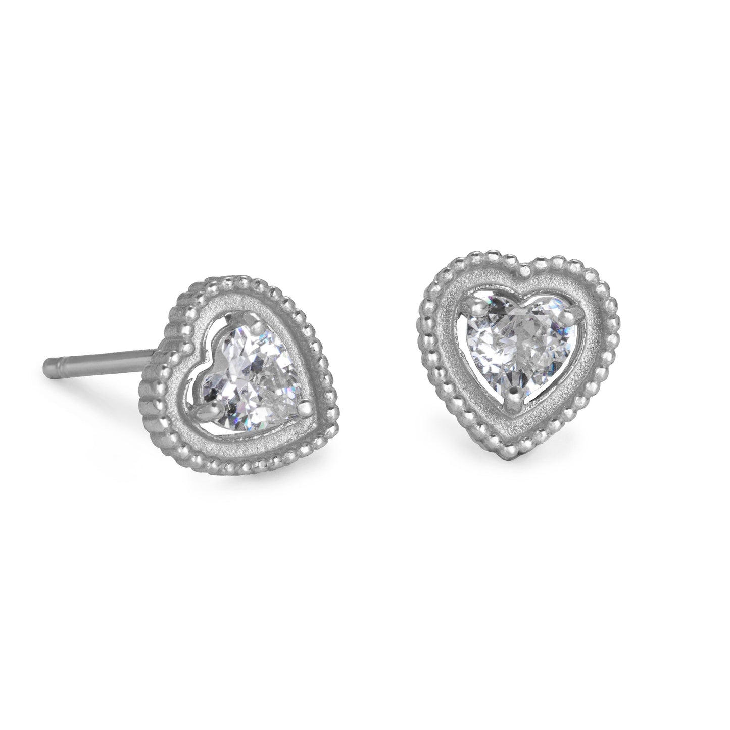 Diamond Heart Earstuds Silver