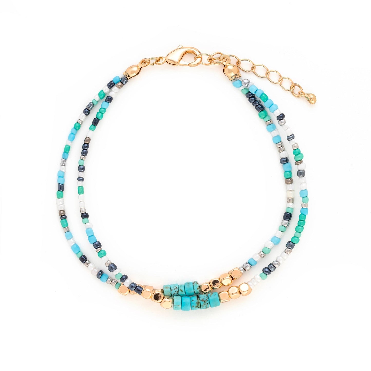 Double Turquoise Beaded Bracelet