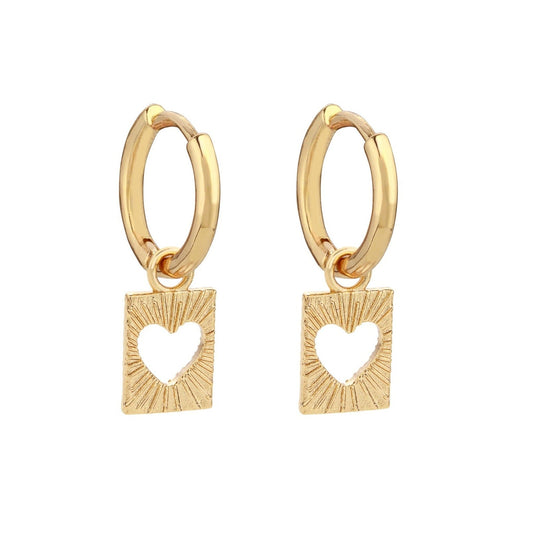 Gold Heart Card Mini Hoops