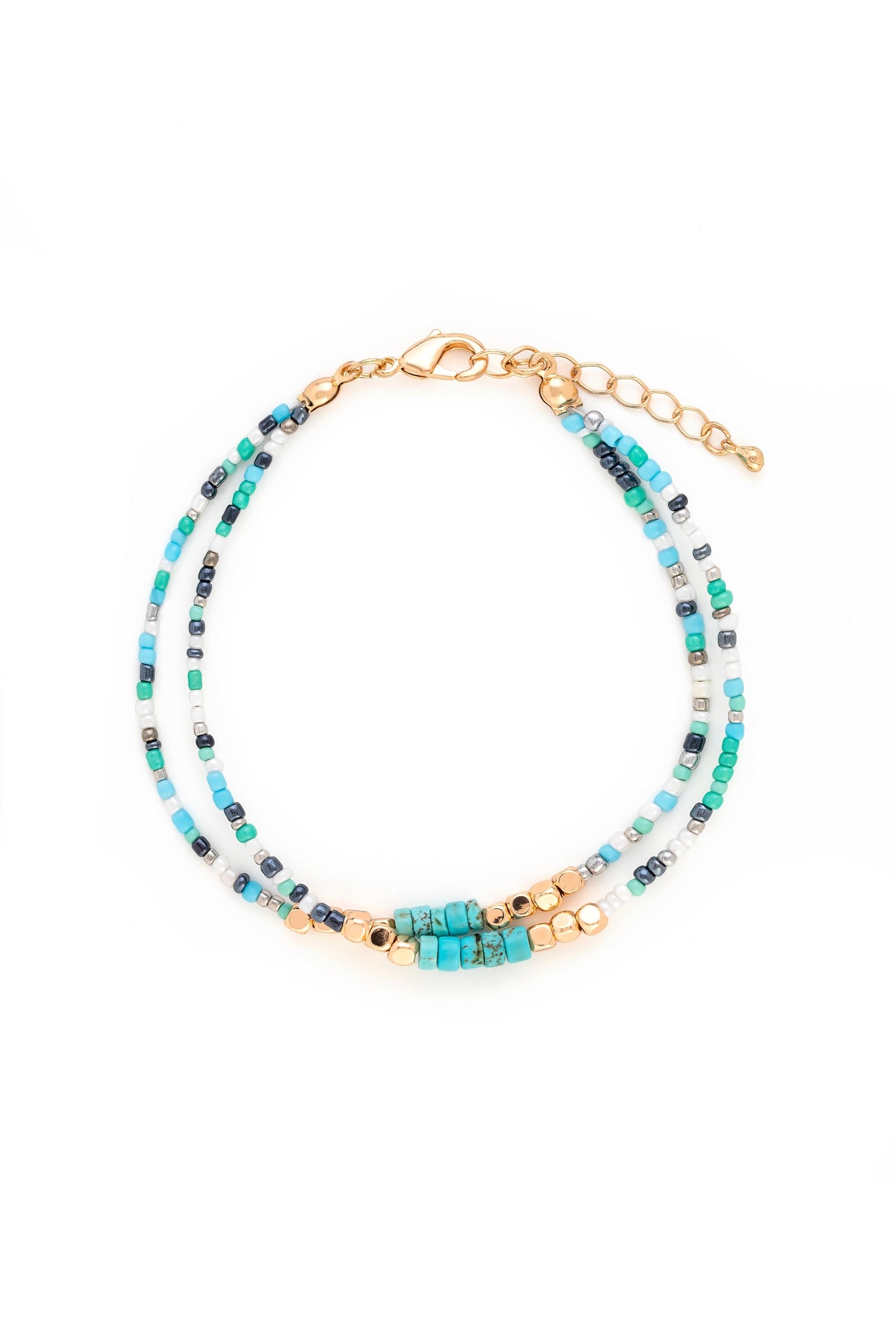 Double Turquoise Beaded Bracelet