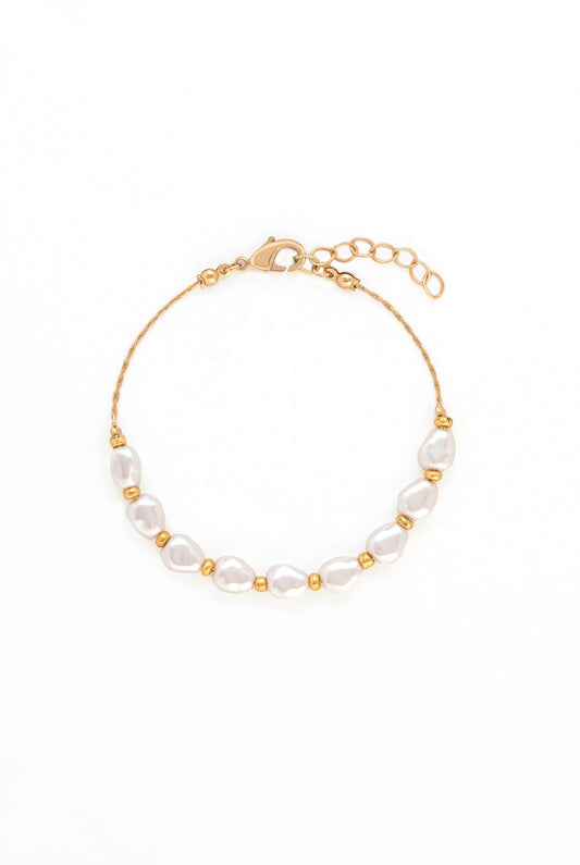 Half Pearl Half Gold Beads Bracelet