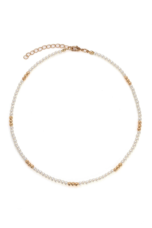 Pearl & Gold Beaded Necklace