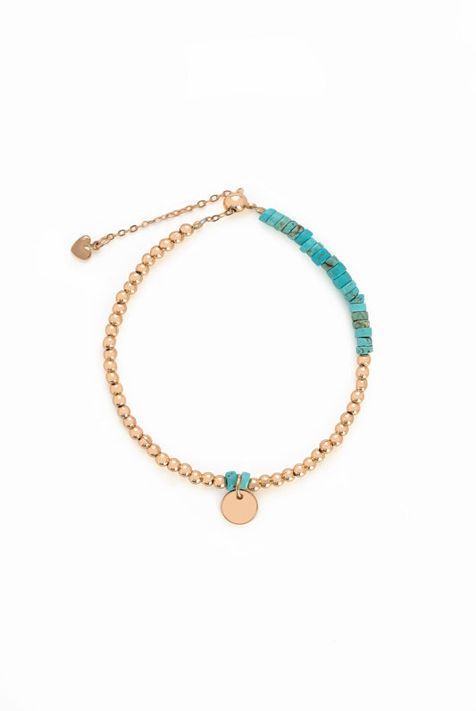 Gold Turquoise Beaded Bracelet