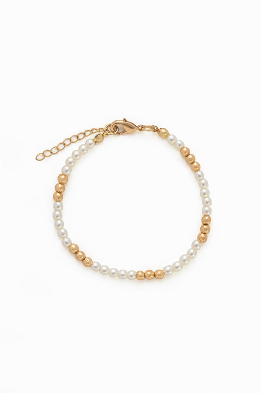 White & Gold Bead Bracelet