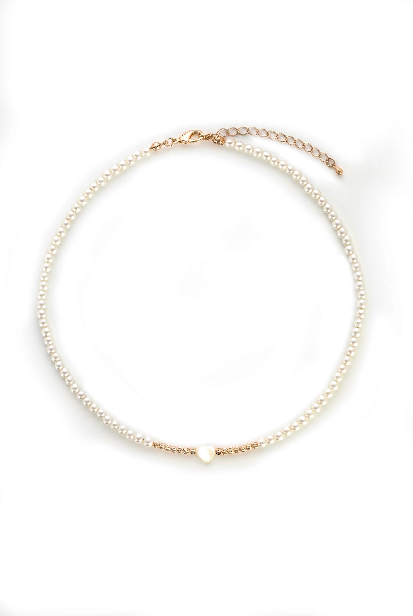 Pearl Beaded Collier with Heart Detail