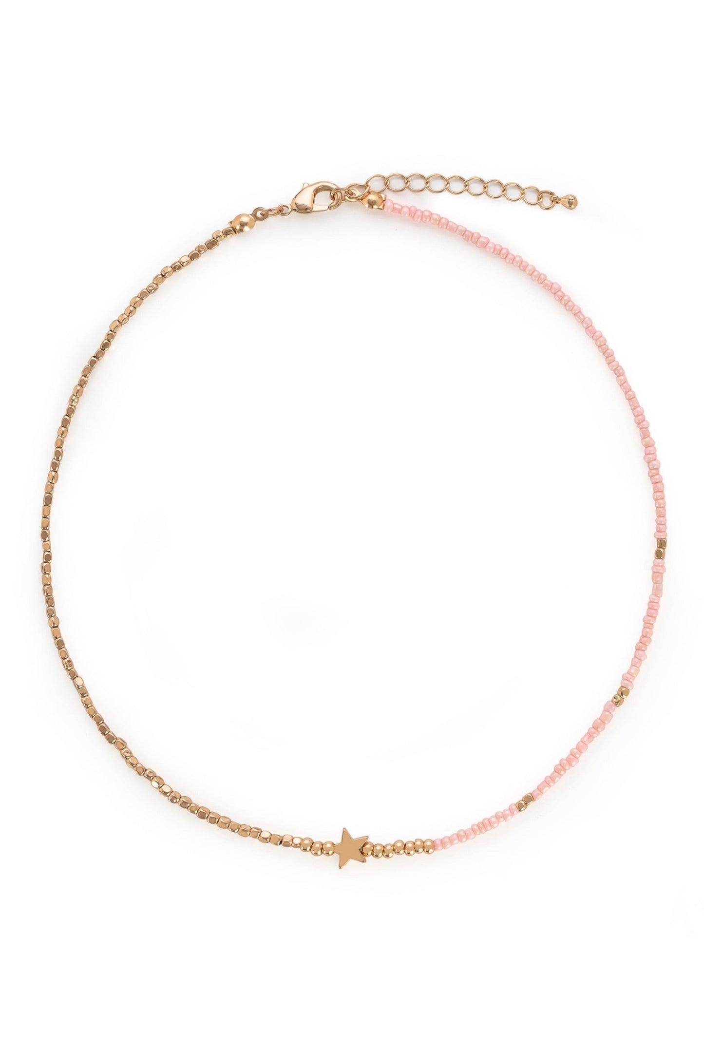 Half Gold Half Pink Beaded Collier