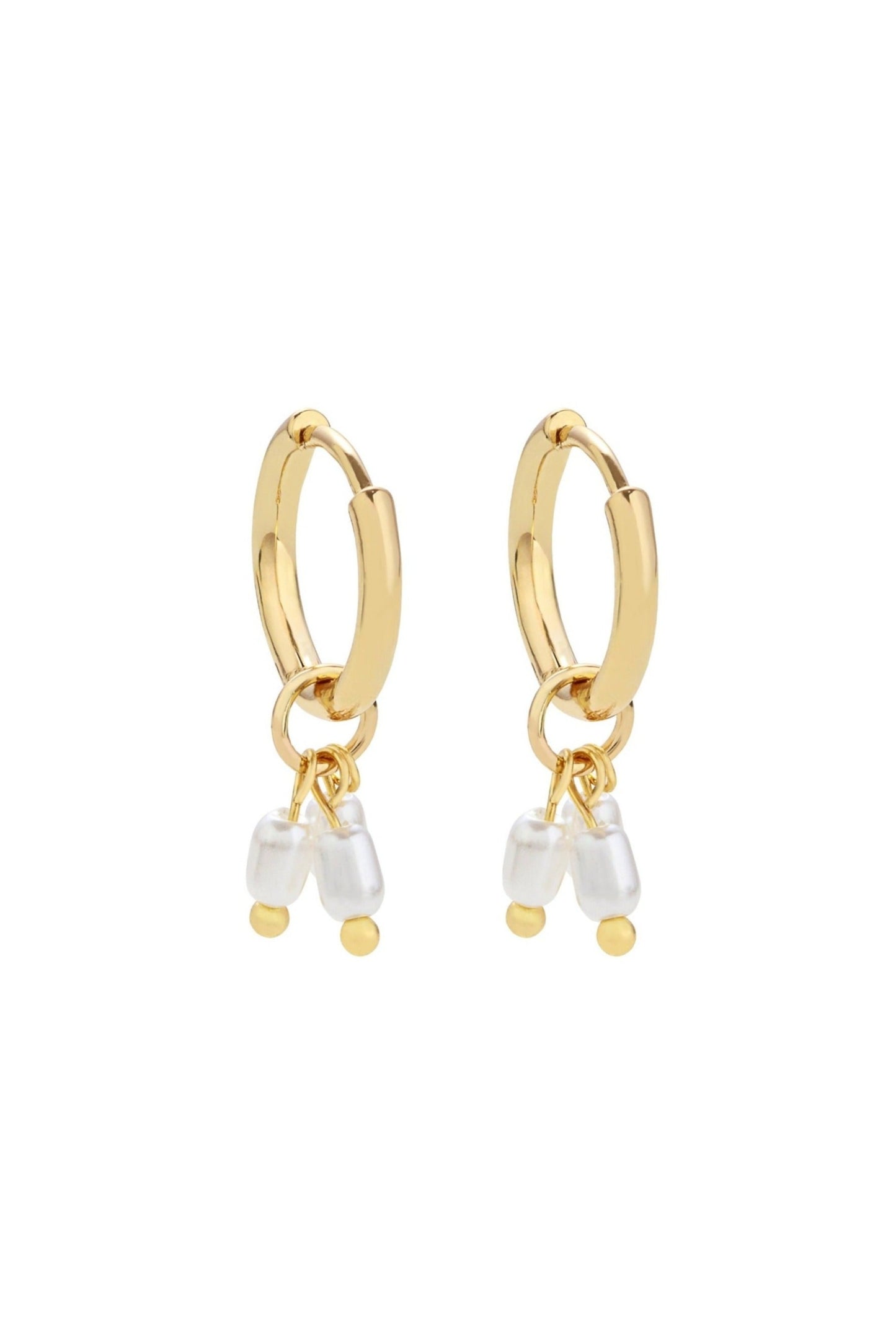 Trio Pearl Pendant Hoops Gold