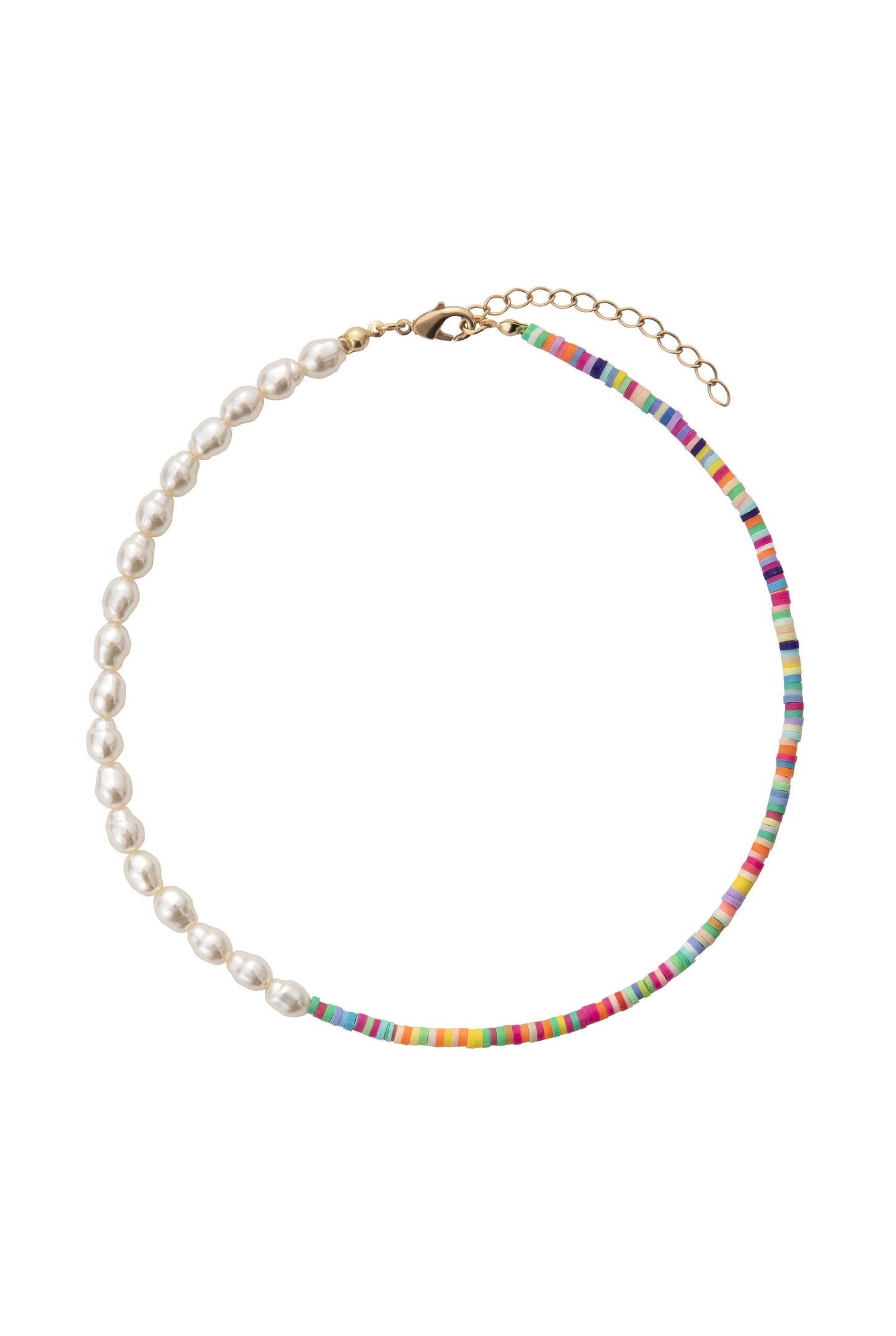 Halbperle, halb bunte Perlen, Collier