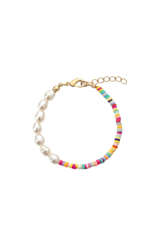 Half Pearl Half Bright Colored Beads Bracelet