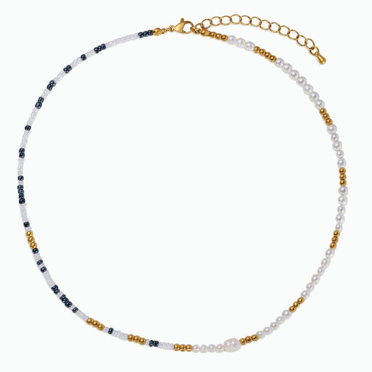 Dark Blue Beaded Collier