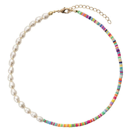 Half Pearl Half Colored Beads Collier