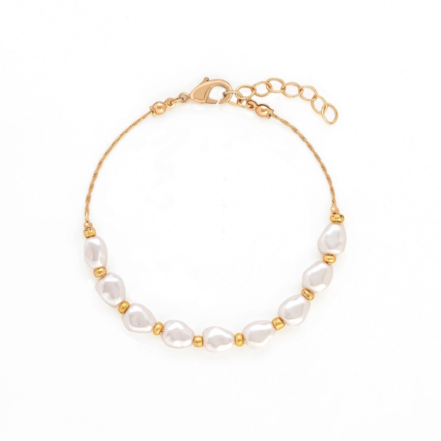 Half Pearl Half Gold Beads Bracelet