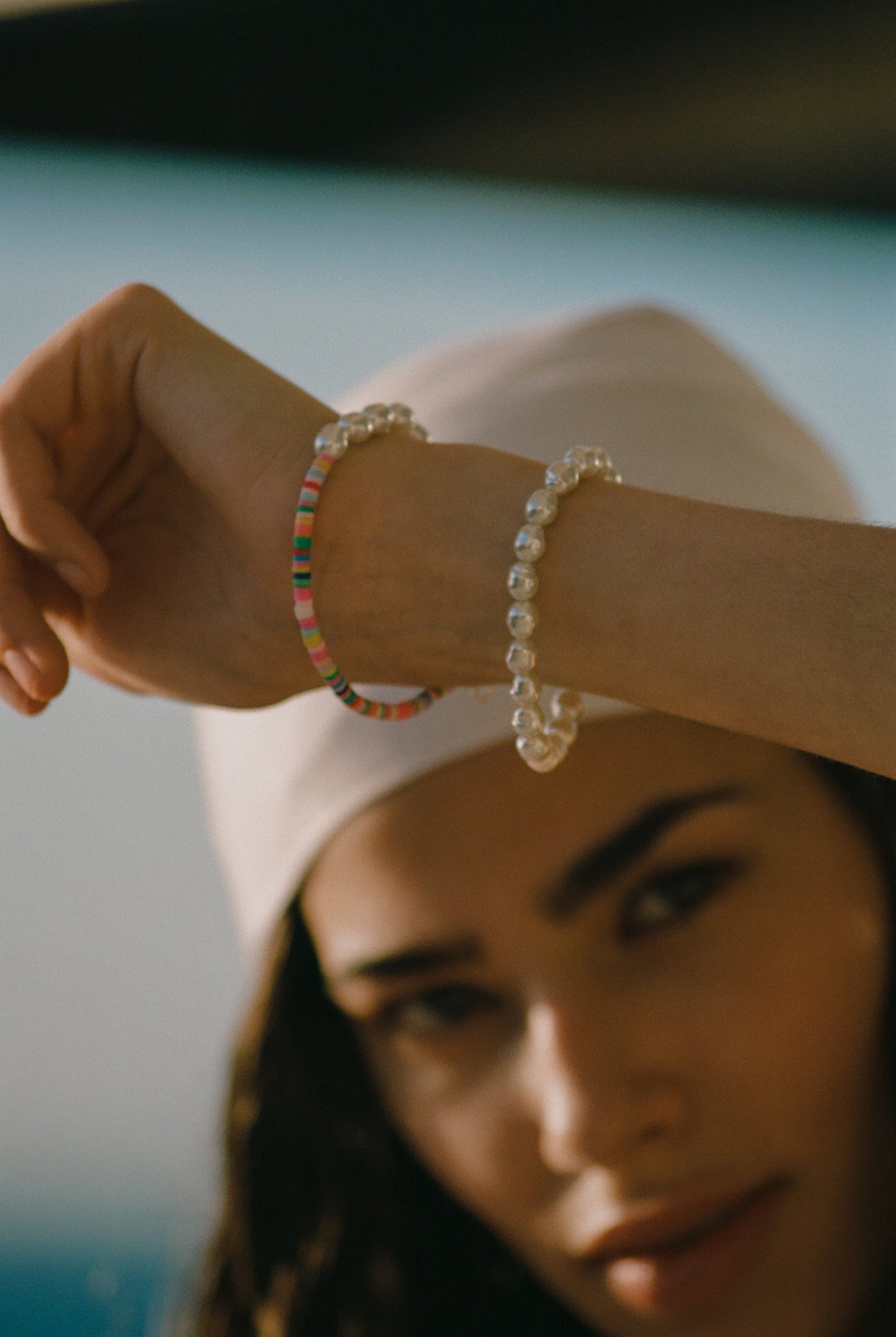 Half Pearl Half Bright Colored Beads Bracelet