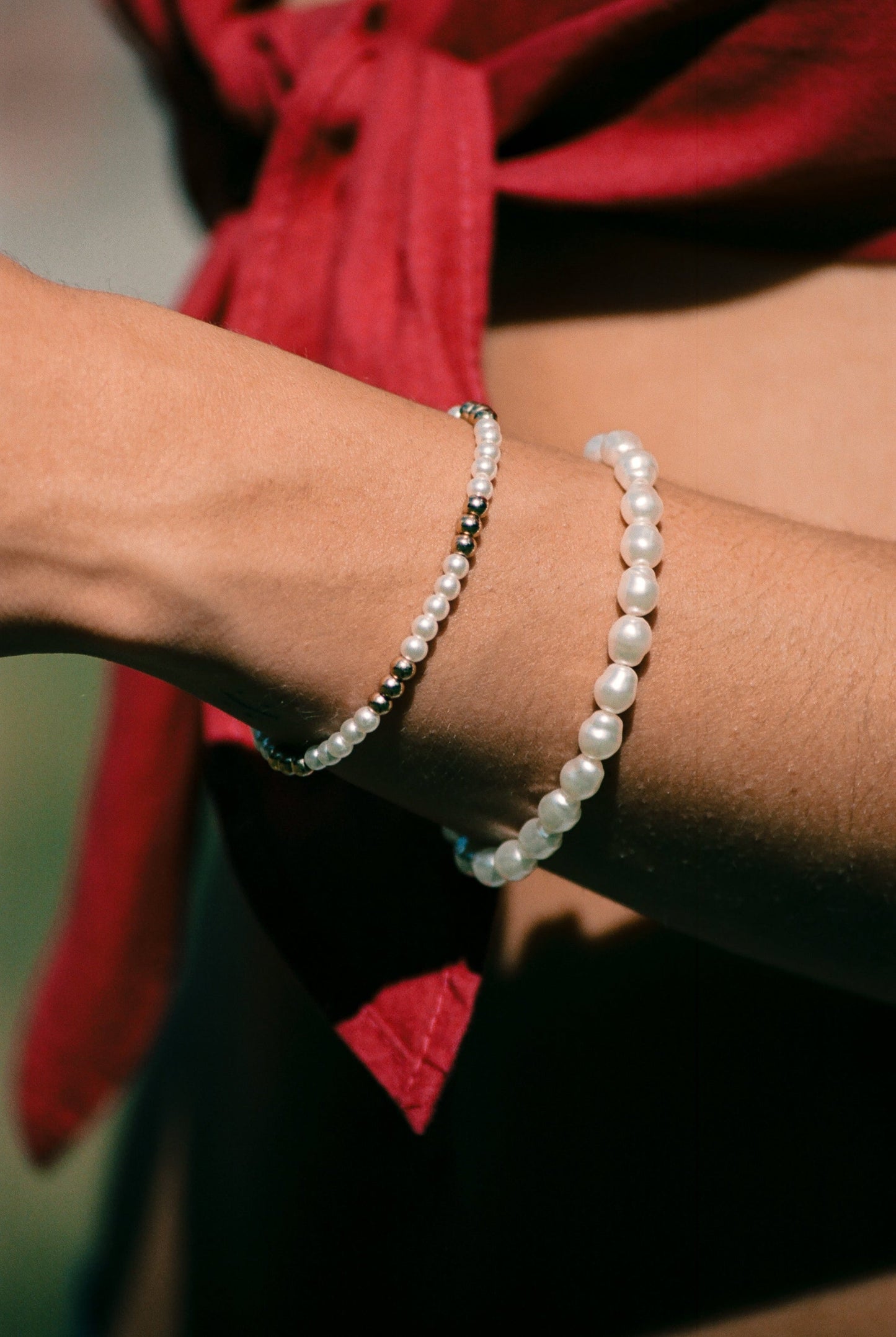 White & Gold Bead Bracelet