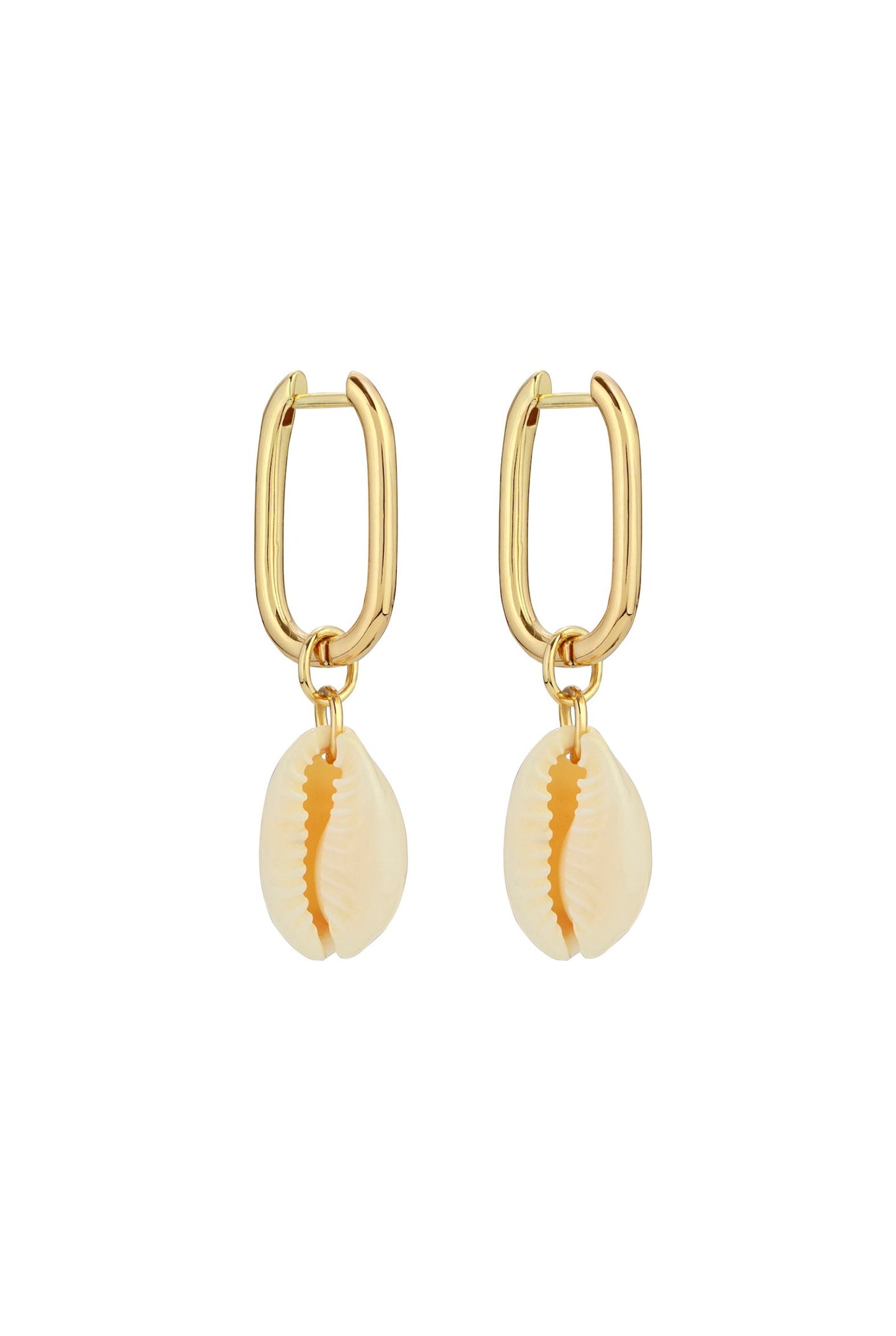 Seashell Pendant Hoops Gold